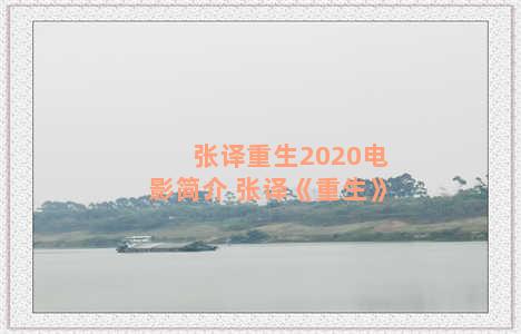 张译重生2020电影简介 张译《重生》